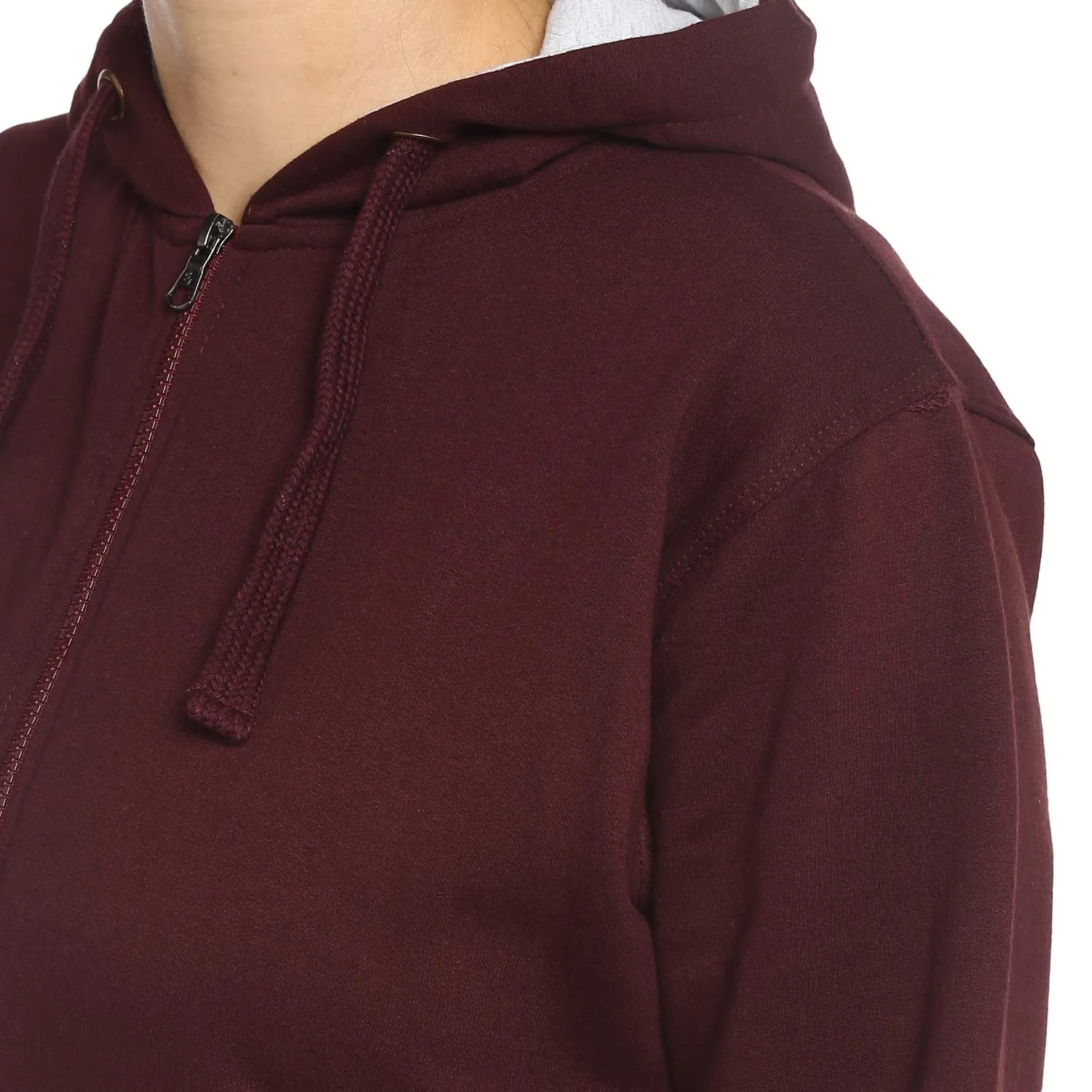 Alan Jones Clothing Women's Solid Cotton Regular Fit Hooded Sweatshirt (Wm17-Ss01_Wine_M)