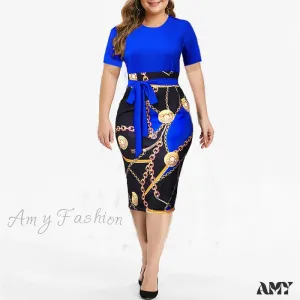 Amy Fashion - Short Sleeve Midi Elegant Dresses