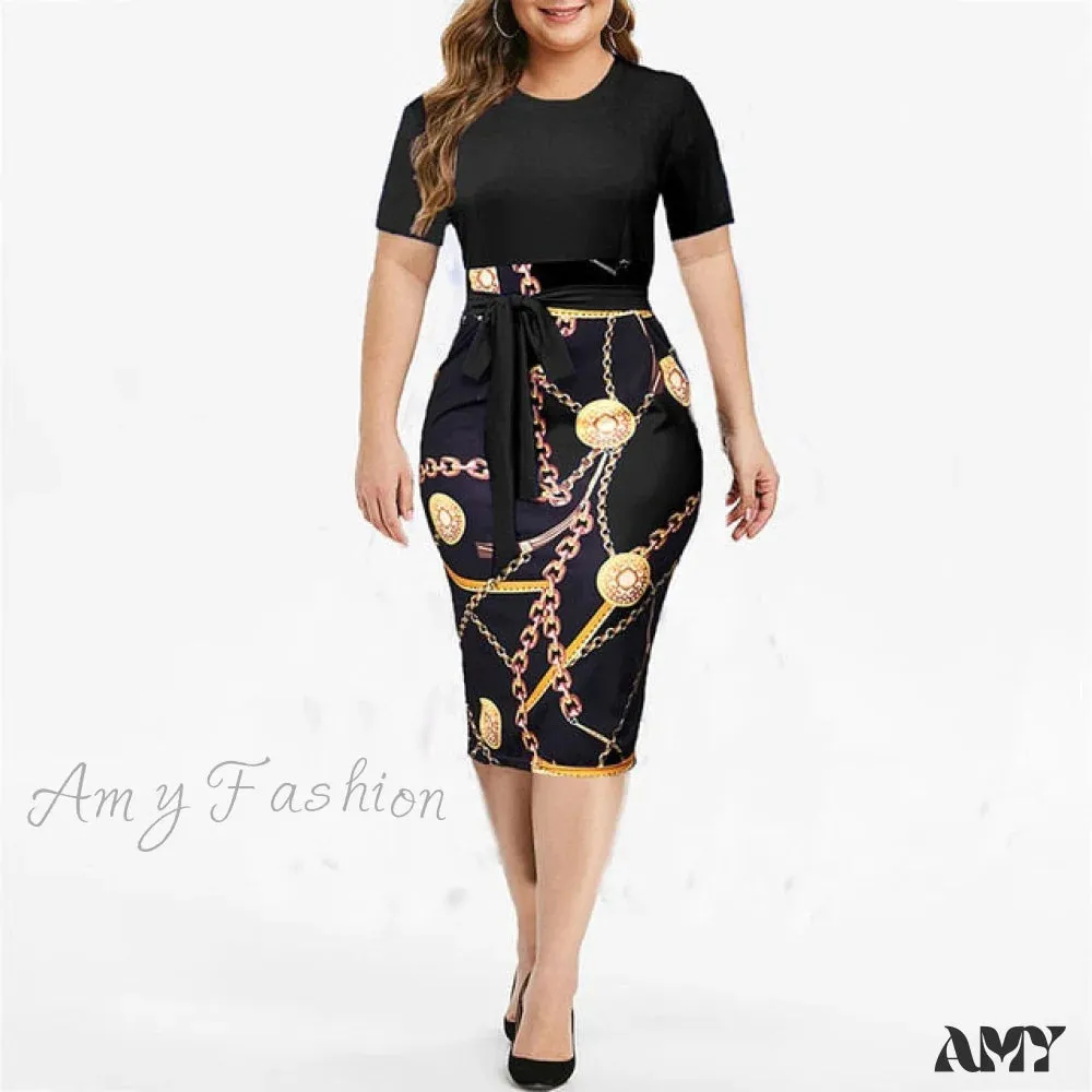 Amy Fashion - Short Sleeve Midi Elegant Dresses