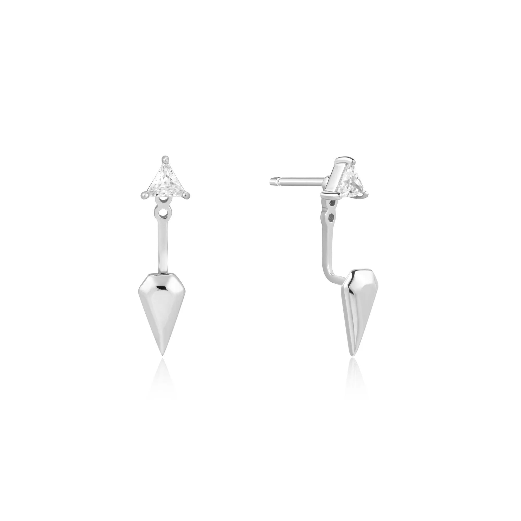 Ania Haie Silver Triangle Cubic Zirconia Geometric Stud Ear Jackets E059-11H