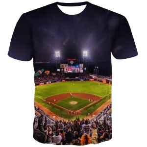 Baseball T-shirt Men Stadium Tshirts Casual Game Tshirts Cool White Tshirt Anime