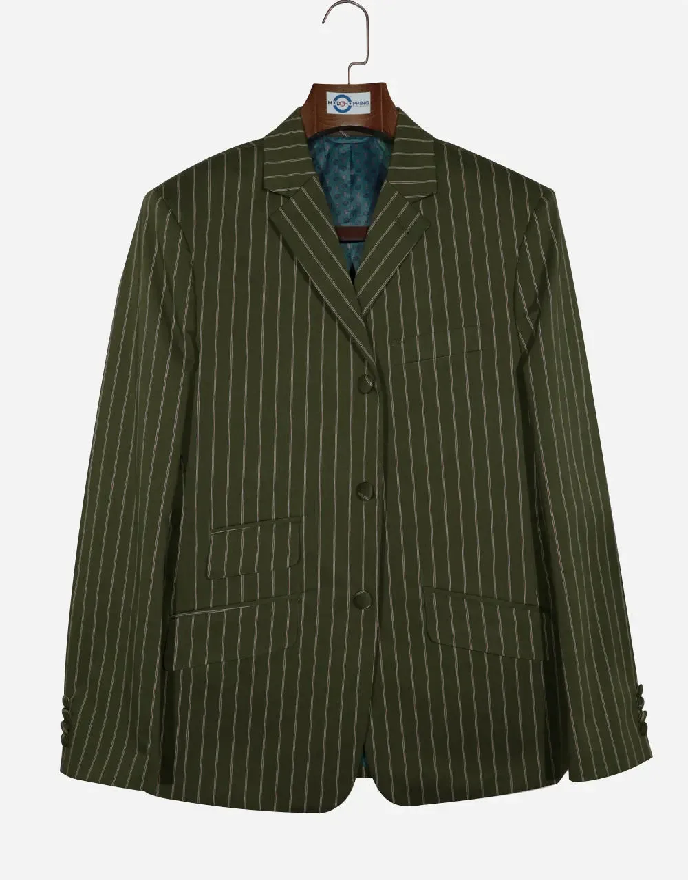 Boating Blazer - Olive Green, Red and White Striped Blazer