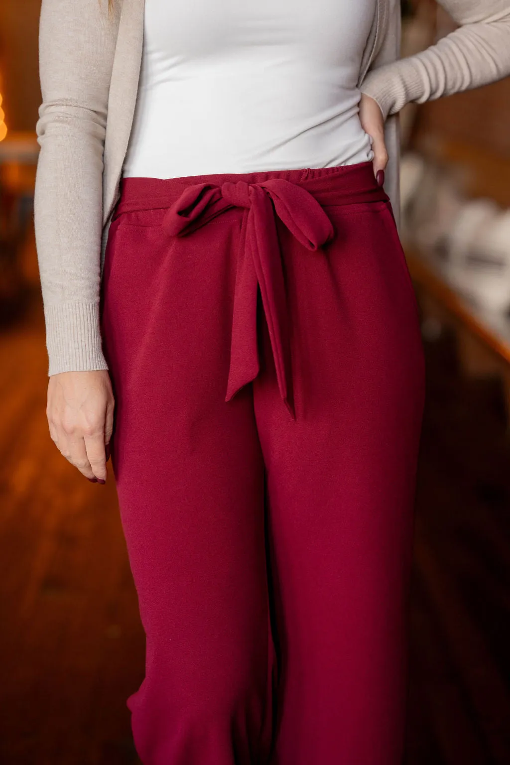 Chic Tie Waist Flare Pants