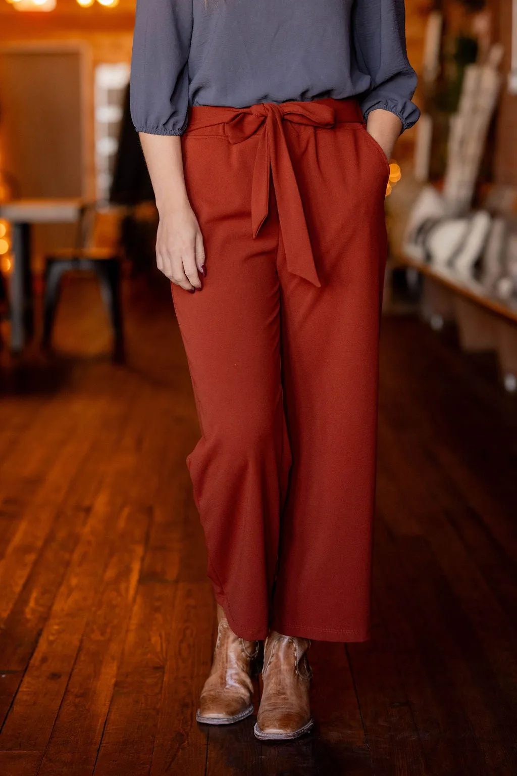 Chic Tie Waist Flare Pants