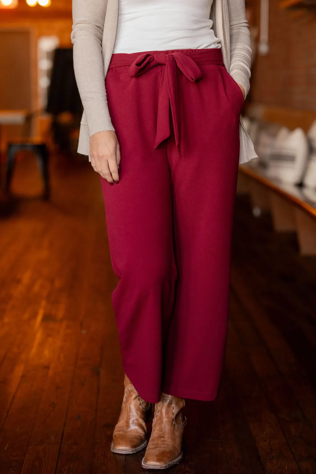 Chic Tie Waist Flare Pants