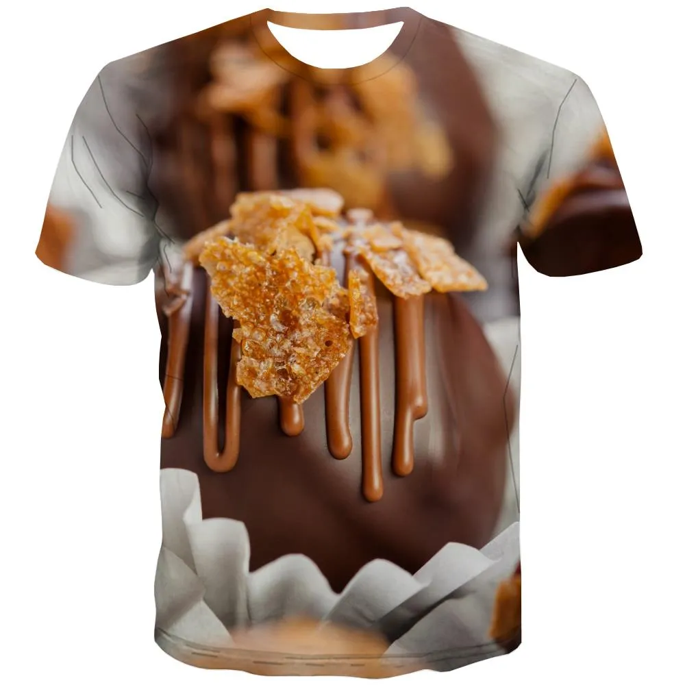 Chocolate T shirts Men Brown Tshirts Casual Delicious Tshirts Cool Bitter T-shirts 3d