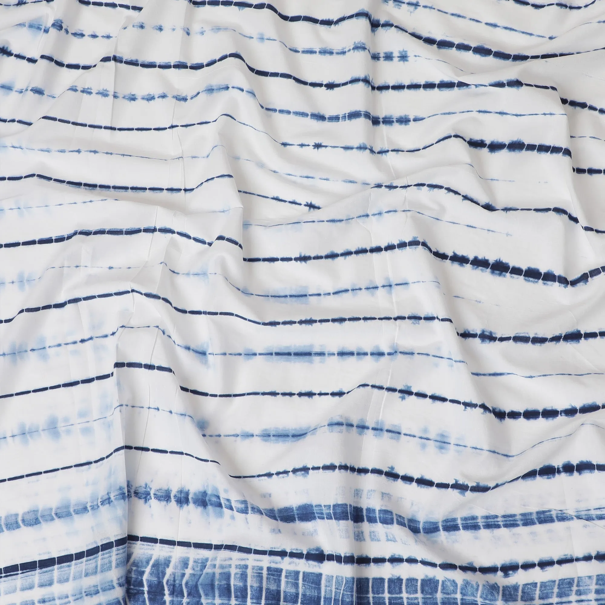 Classic Blue and White Tie-Dye Cotton Lawn Fabric, 110 cm Width-D19660