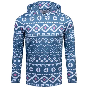 Fair Isle Hoodie Blue Horizon/White Glow - AW24