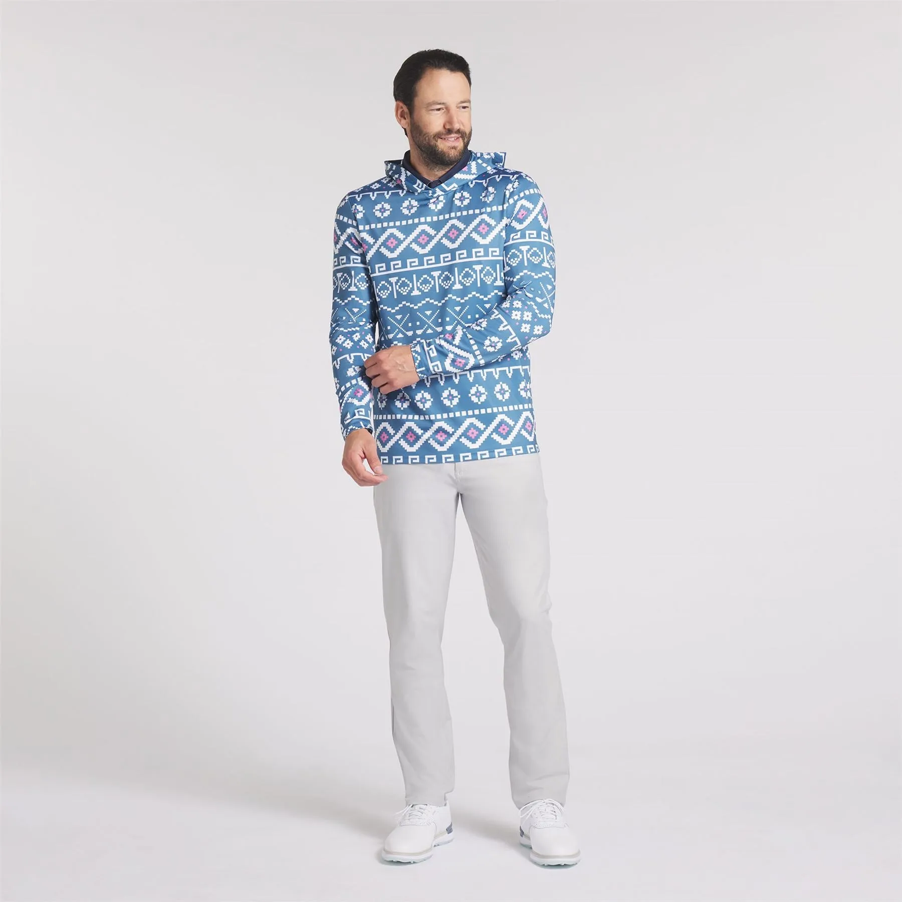 Fair Isle Hoodie Blue Horizon/White Glow - AW24