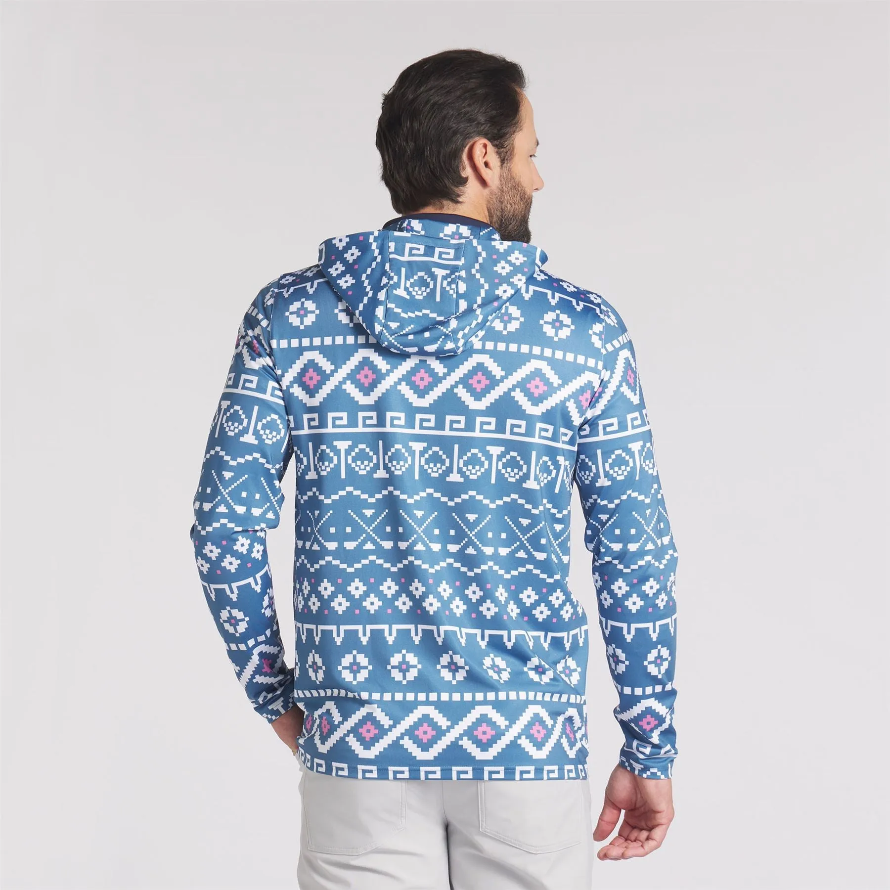 Fair Isle Hoodie Blue Horizon/White Glow - AW24