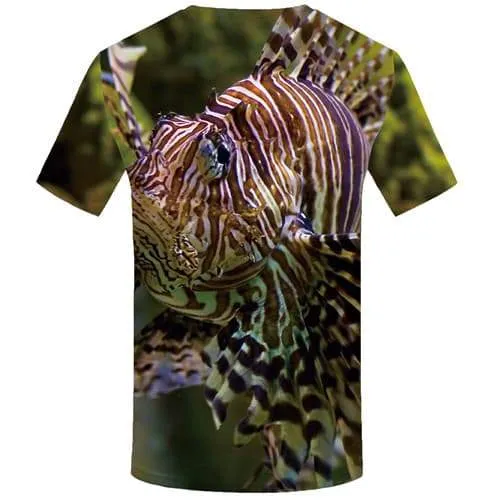 Fish T-shirt Men Gothic Tshirts Novelty Animal Tshirt Printed Funny Tshirts Cool Tropical T shirts Funny Short Sleeve Fashion