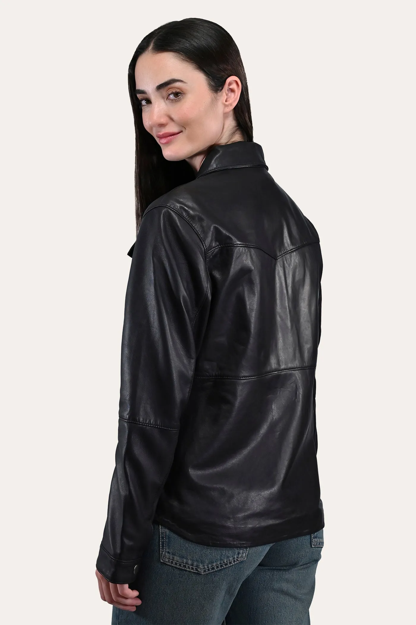 Frye Black Leather Shirt