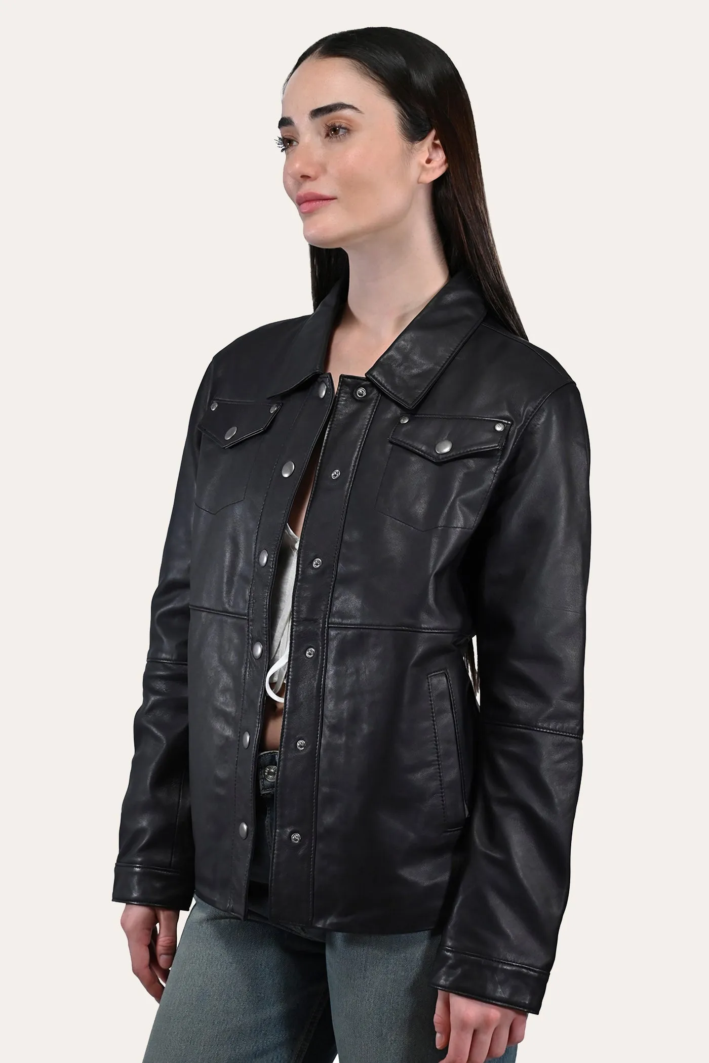 Frye Black Leather Shirt