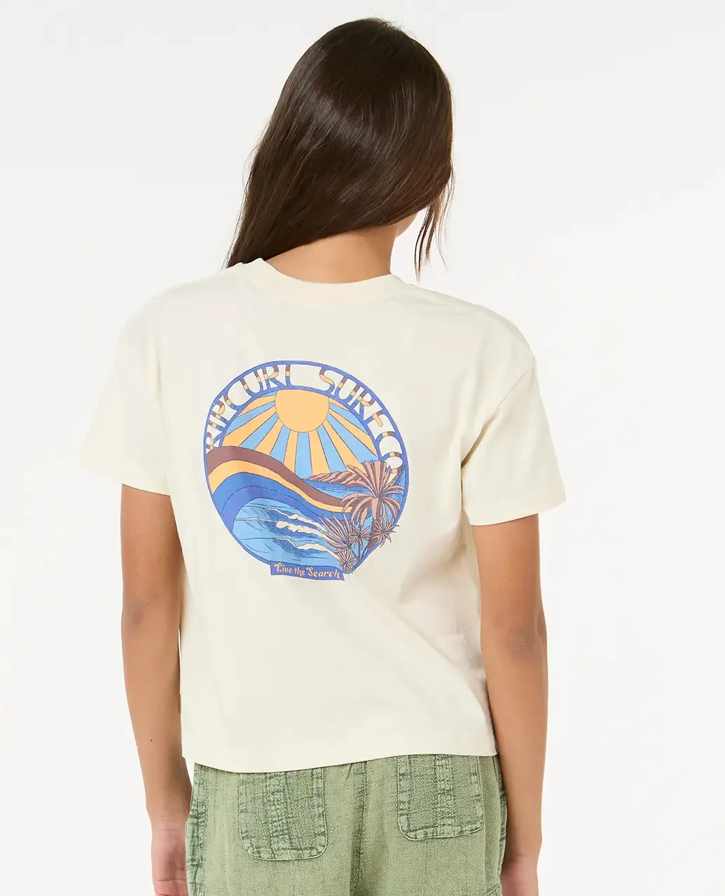 Girls Sun & Sea Crop T-Shirt in Bone