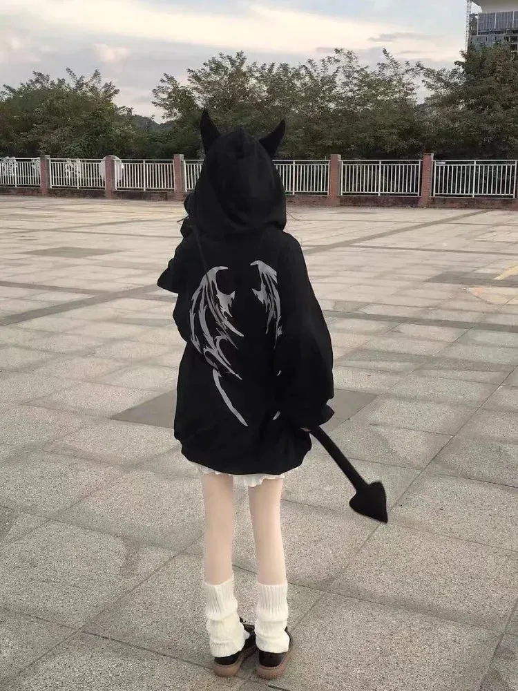 Gothic Kawaii Stylish Japanese Streetwear Cool Zip Up Hoodie