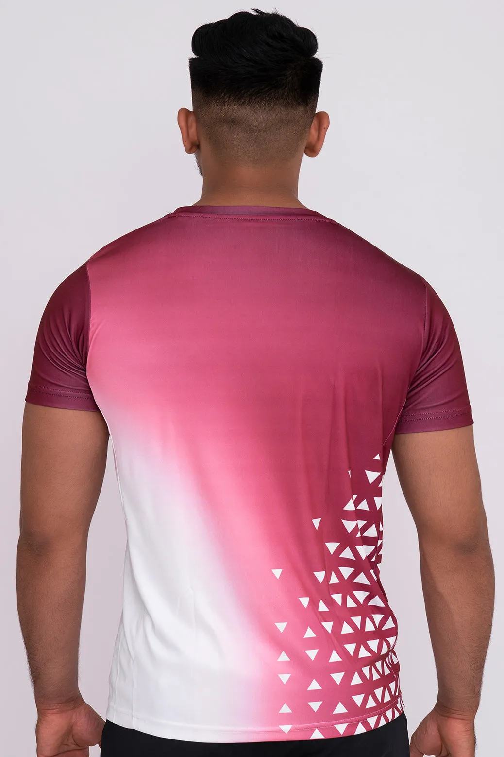 Gradient Round Neck T-Shirt Maroon