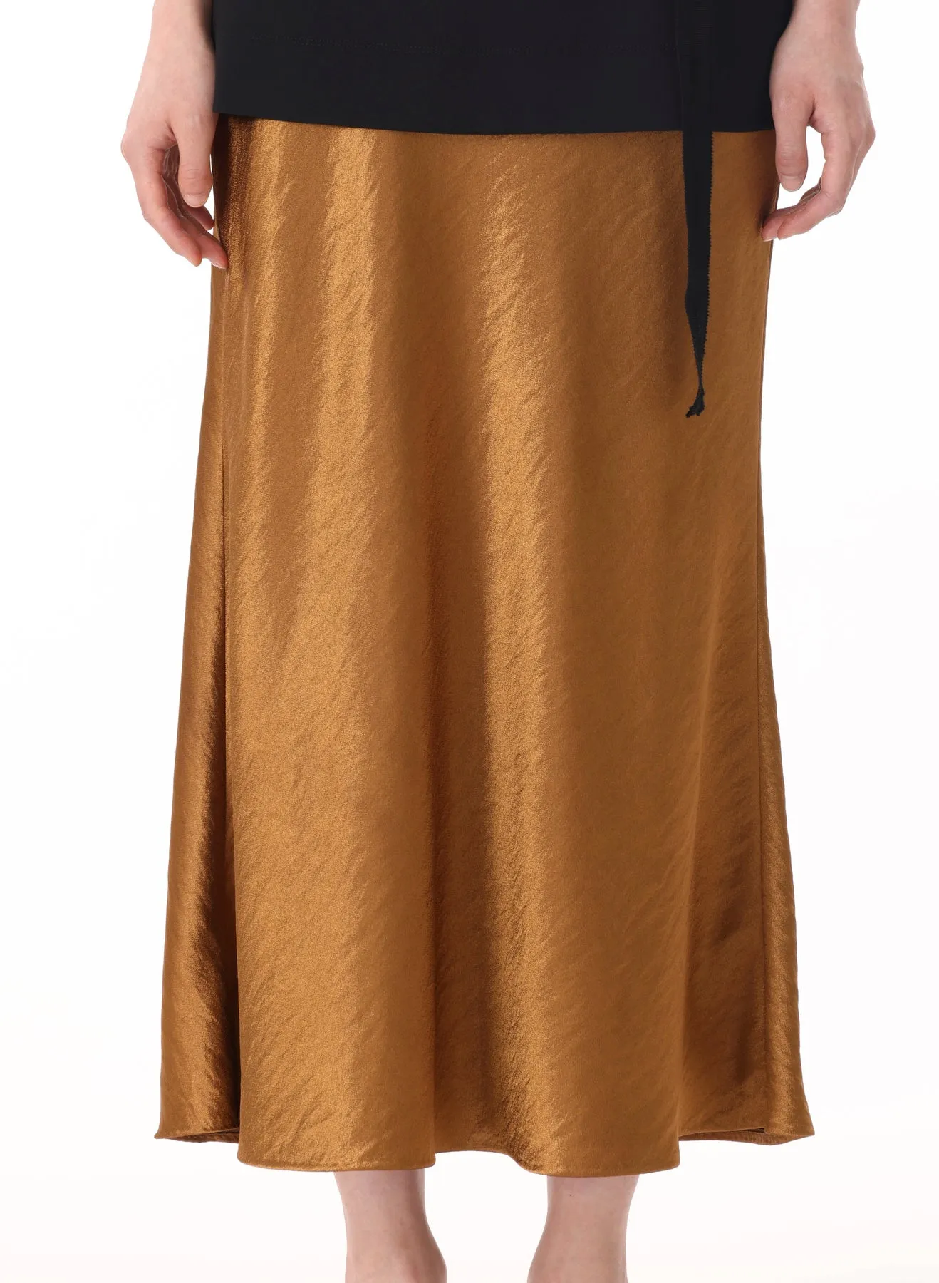 HAMMERED SATIN MIDI SLIP SKIRT