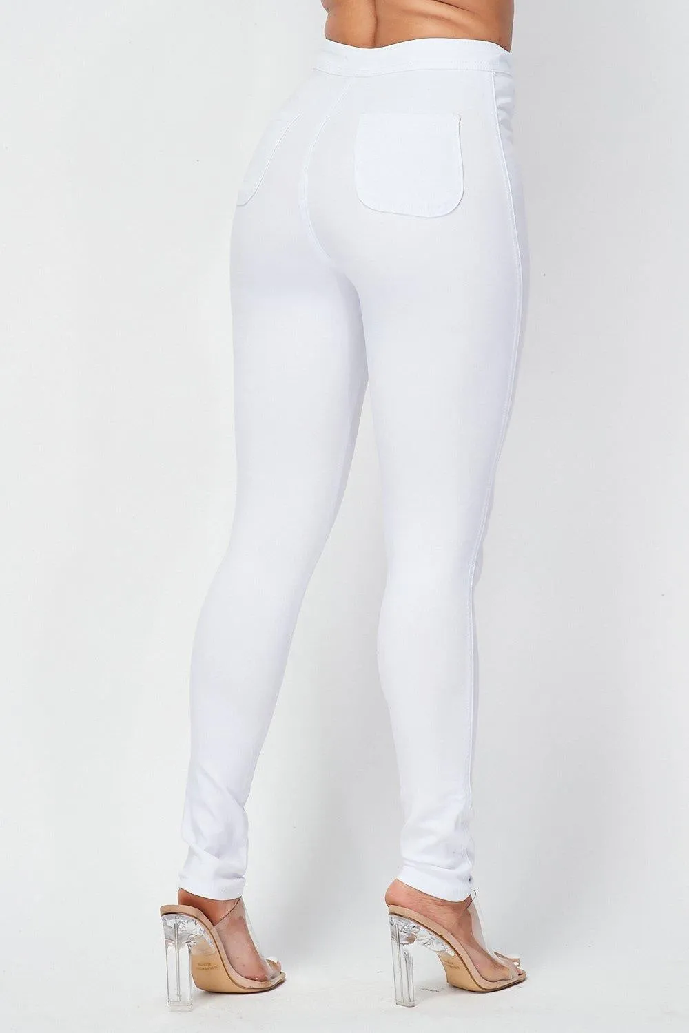 High Waist White Skinny Pants