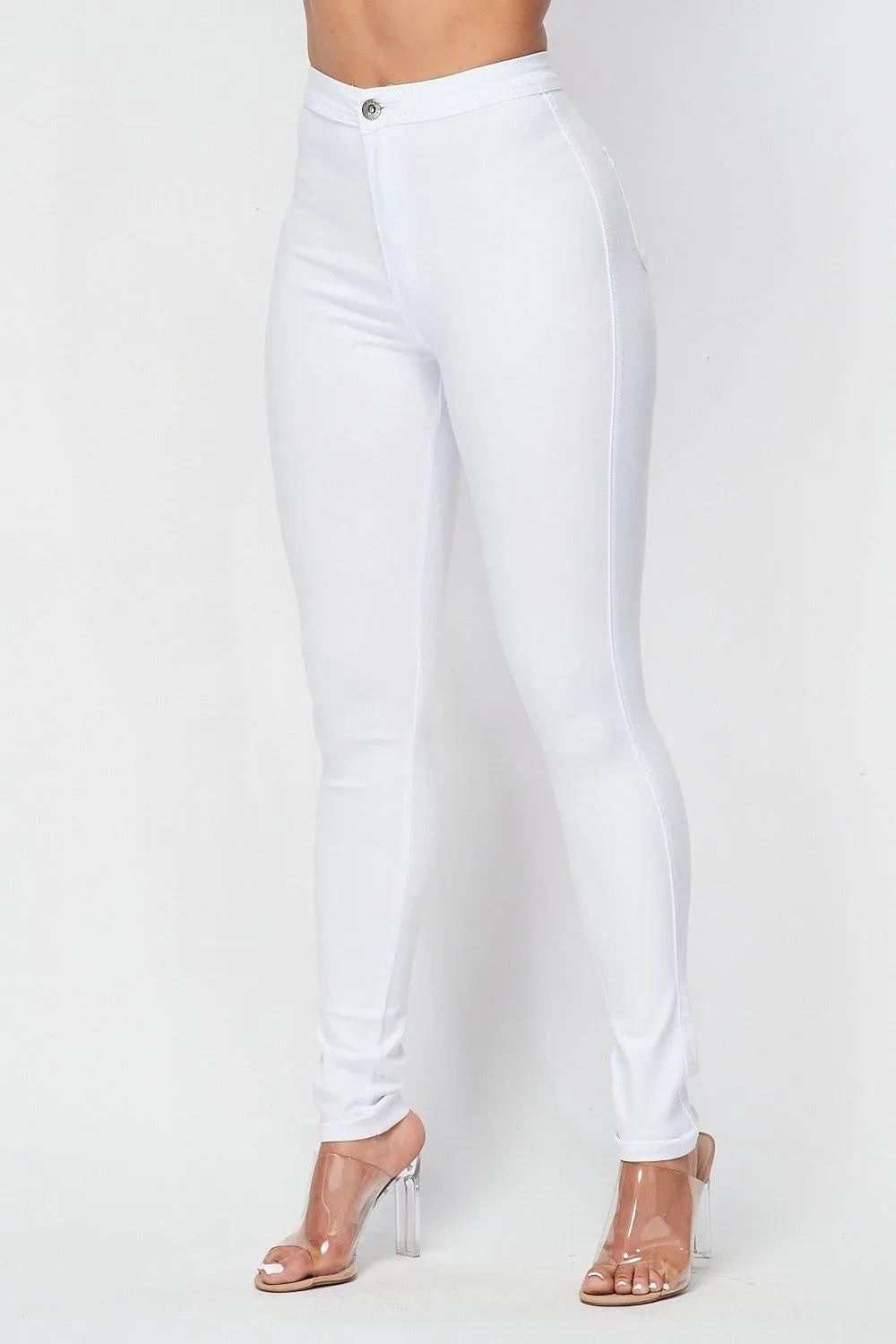 High Waist White Skinny Pants