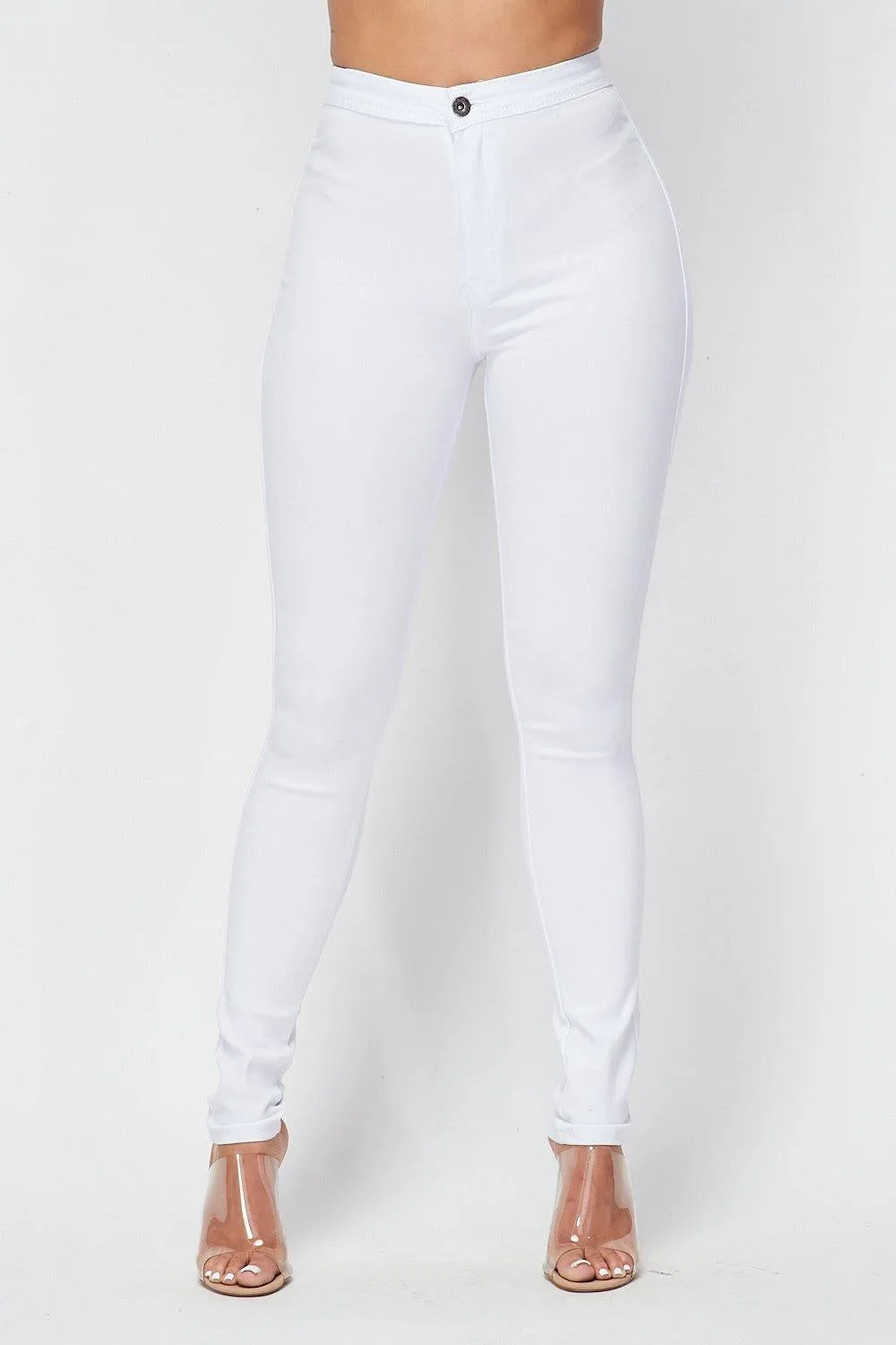 High Waist White Skinny Pants