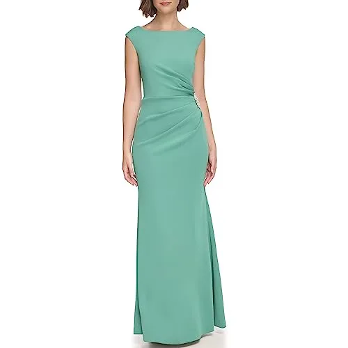 Jessica Howard Women's Cap Sleeves Scoop Neck Dress, Green