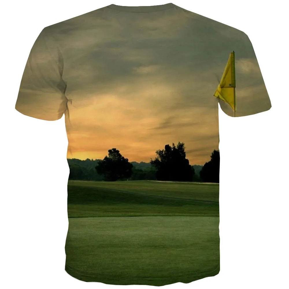 Lawn T-shirt Men Golf T-shirts Graphic Forest Tshirts Casual Natural Tshirts Novelty Game Tshirts Cool