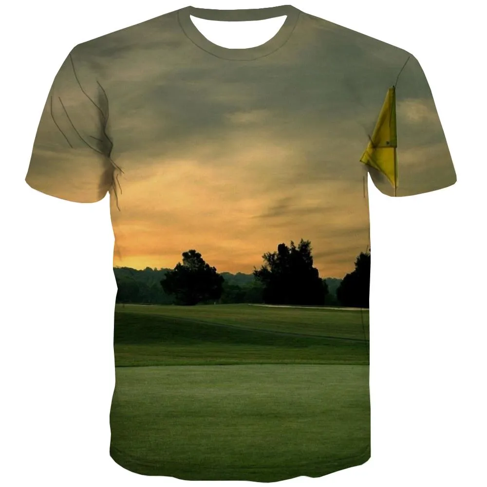 Lawn T-shirt Men Golf T-shirts Graphic Forest Tshirts Casual Natural Tshirts Novelty Game Tshirts Cool