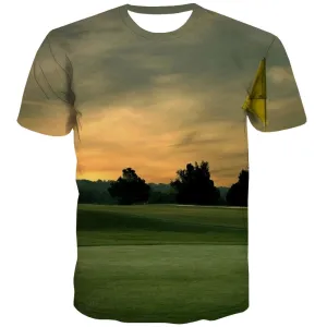 Lawn T-shirt Men Golf T-shirts Graphic Forest Tshirts Casual Natural Tshirts Novelty Game Tshirts Cool