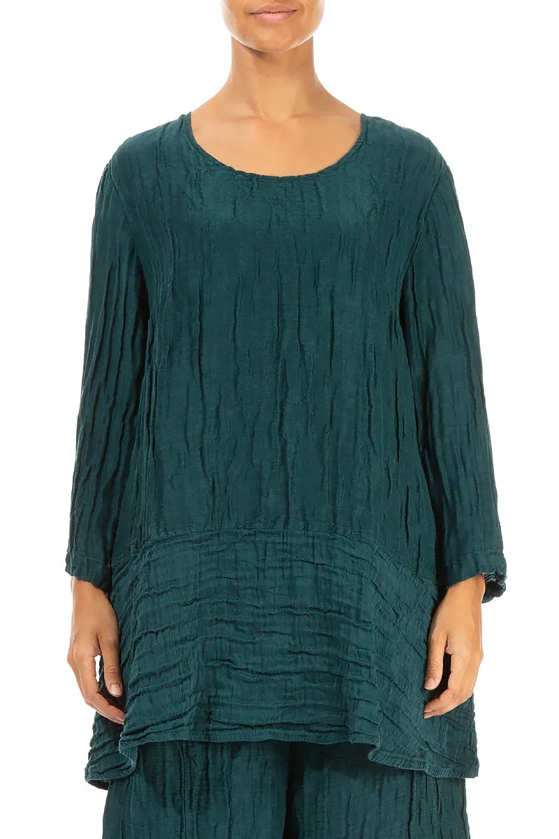 Loose Emerald Silk Linen Tunic