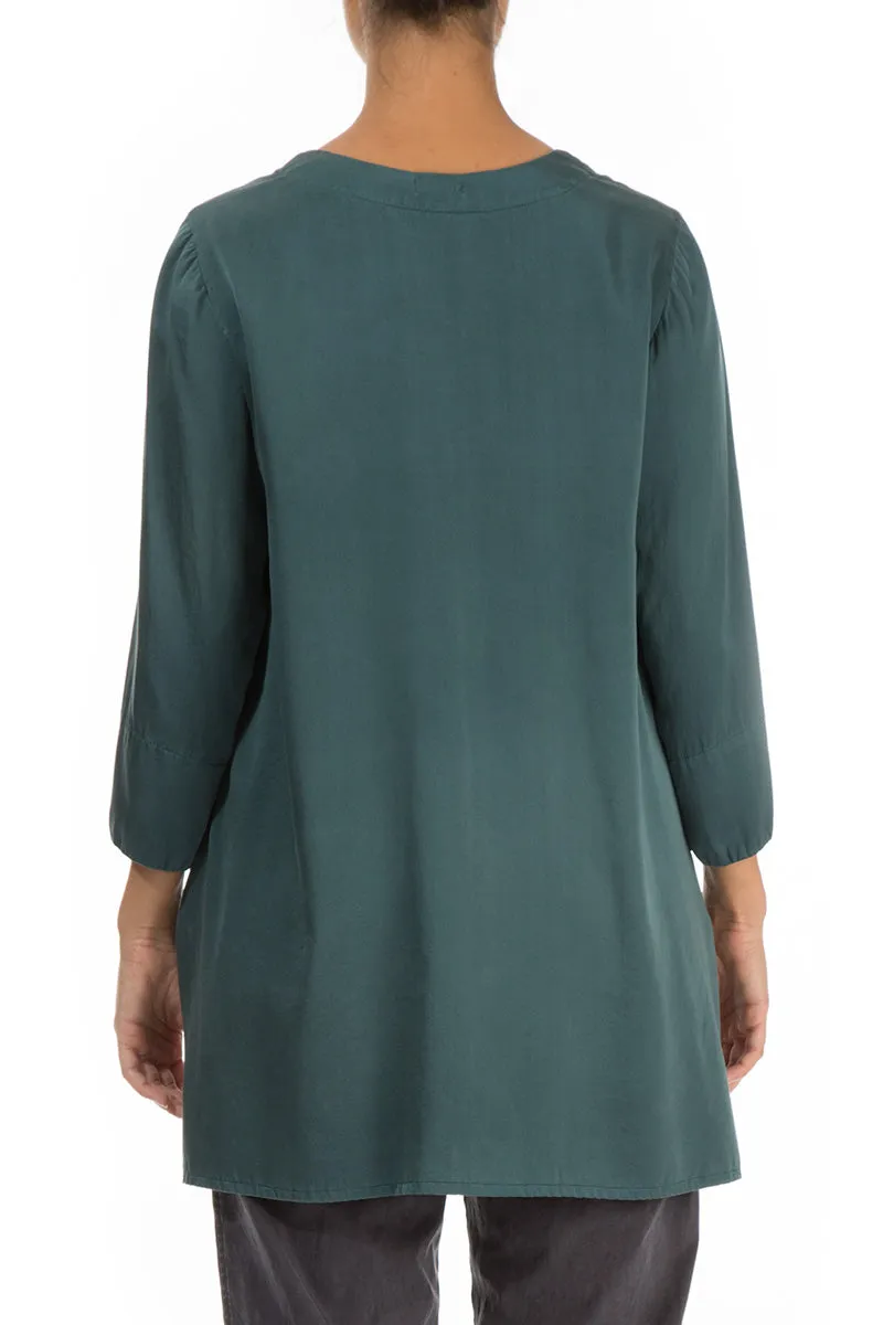 Loose Teal Silk Tunic