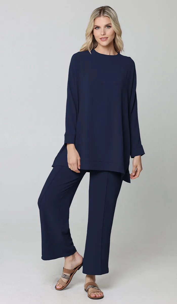 Marvi Loose Stretch Wide Leg Pants - Indigo