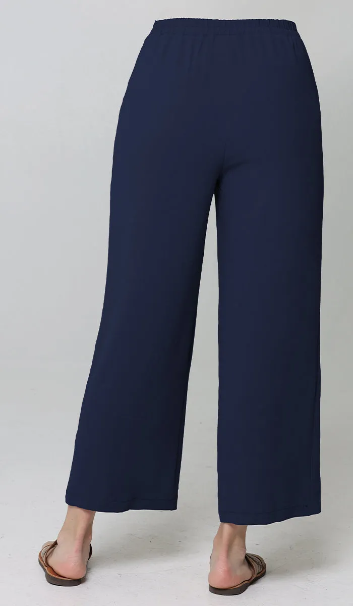 Marvi Loose Stretch Wide Leg Pants - Indigo