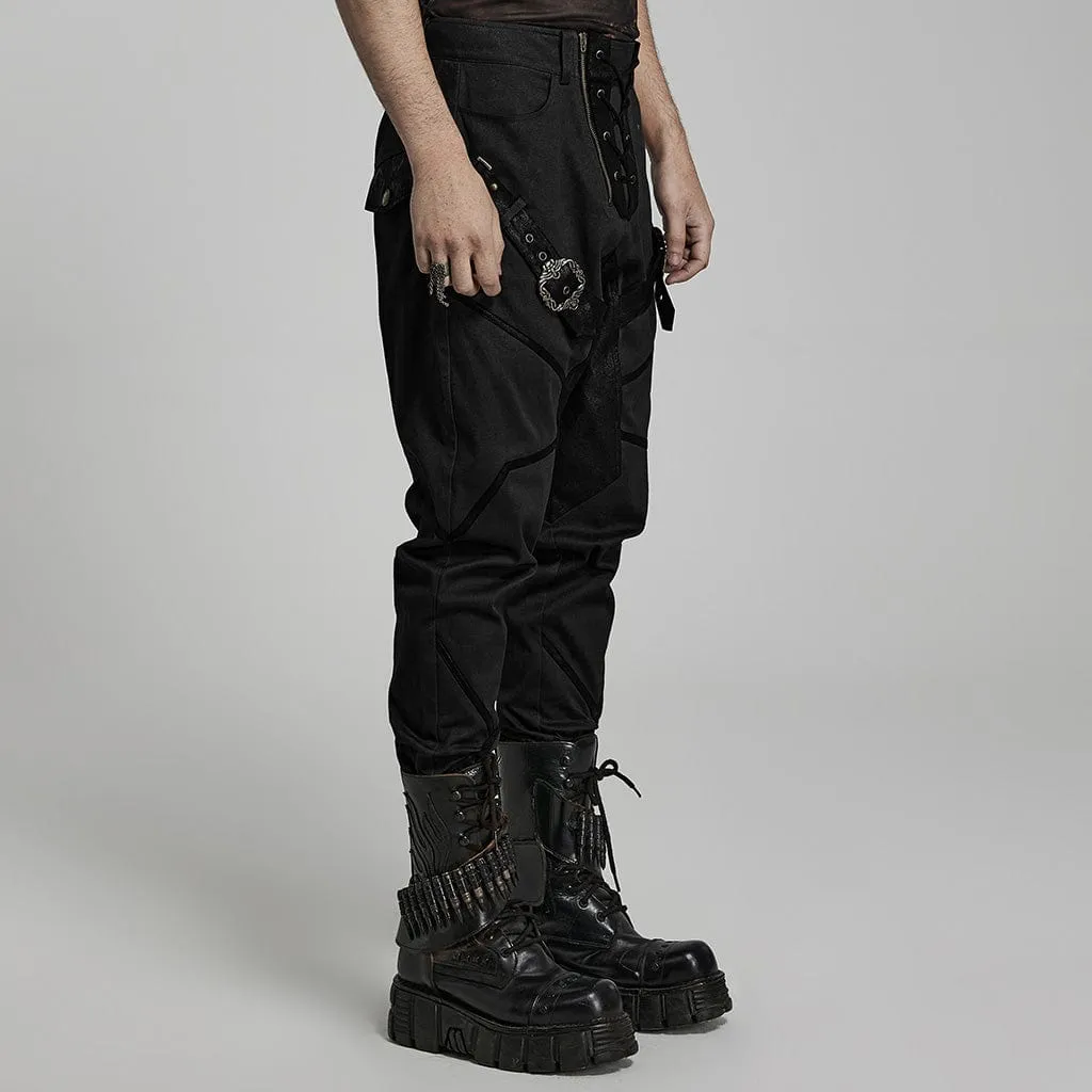 Men's Punk High-waisted Buckle Jogger Pants