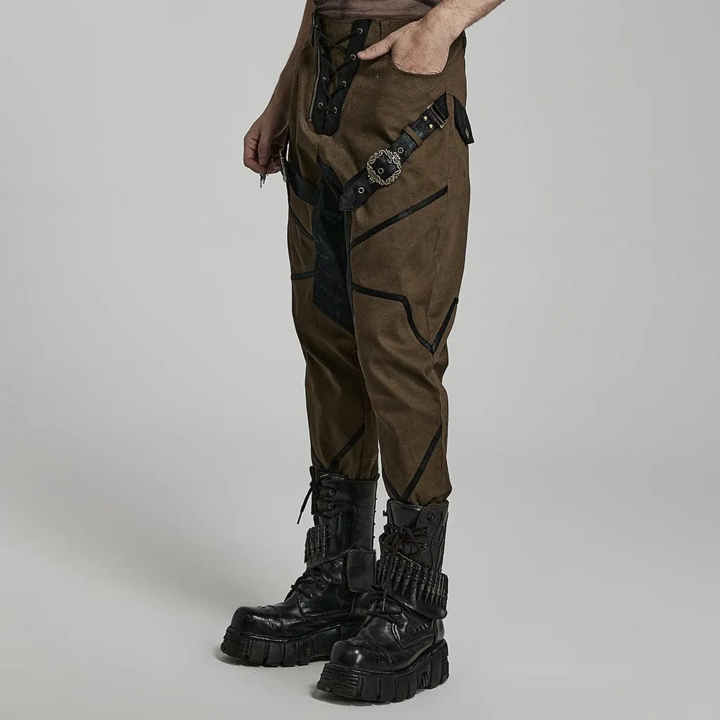 Men's Punk High-waisted Buckle Jogger Pants