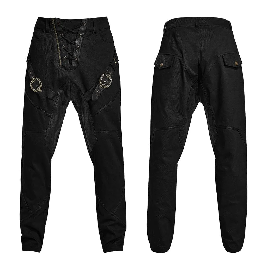 Men's Punk High-waisted Buckle Jogger Pants