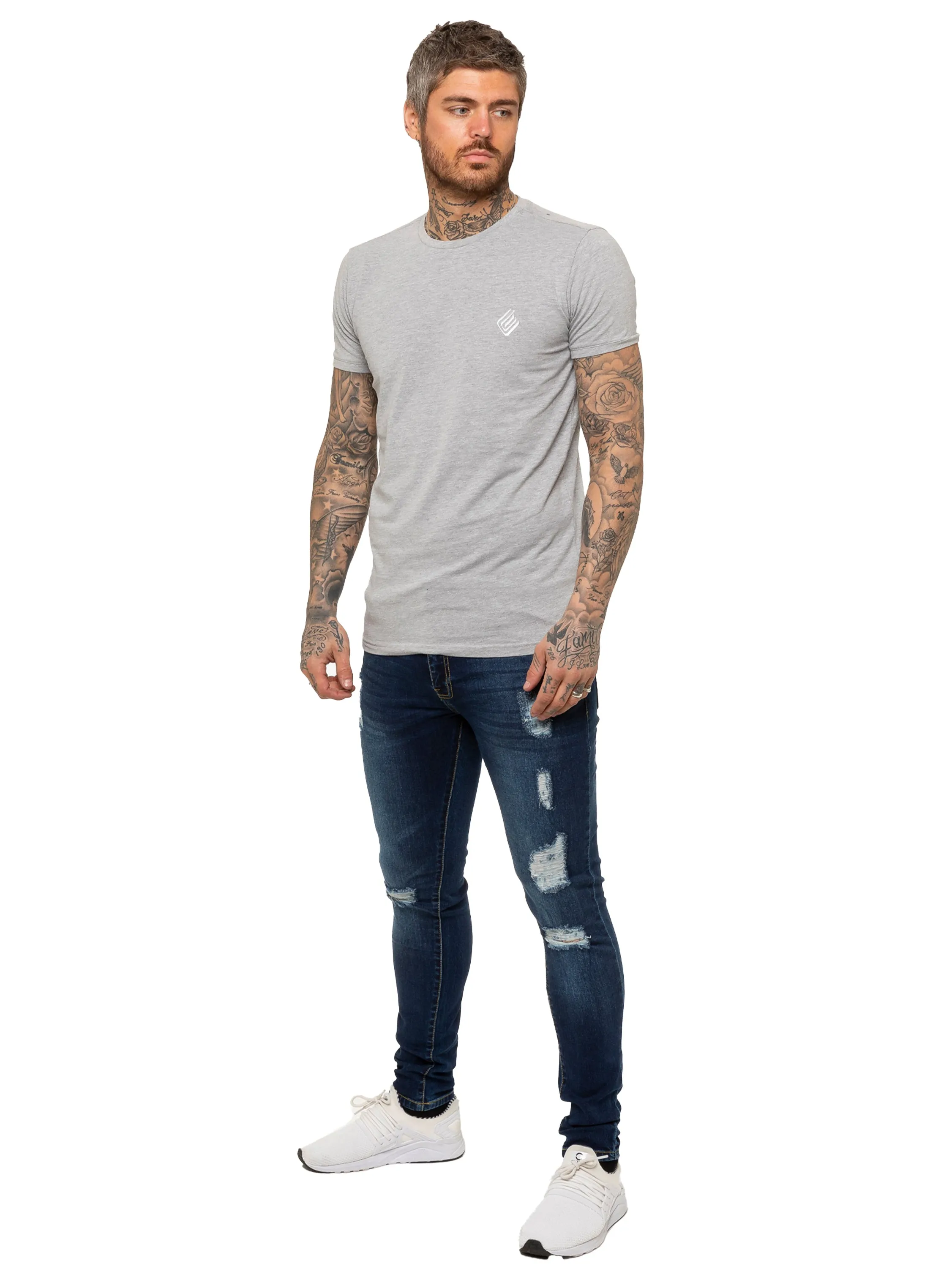 Mens Super Skinny Stretch Ripped Jeans | Enzo Designer Menswear