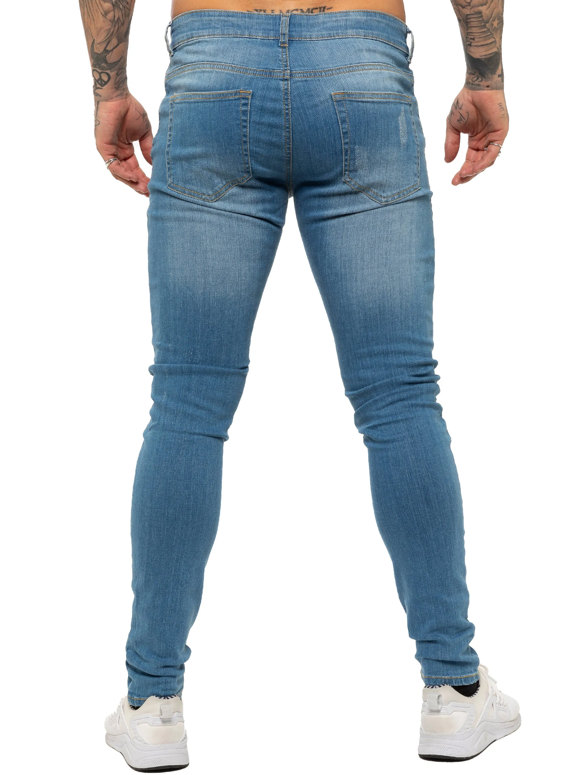 Mens Super Skinny Stretch Ripped Jeans | Enzo Designer Menswear