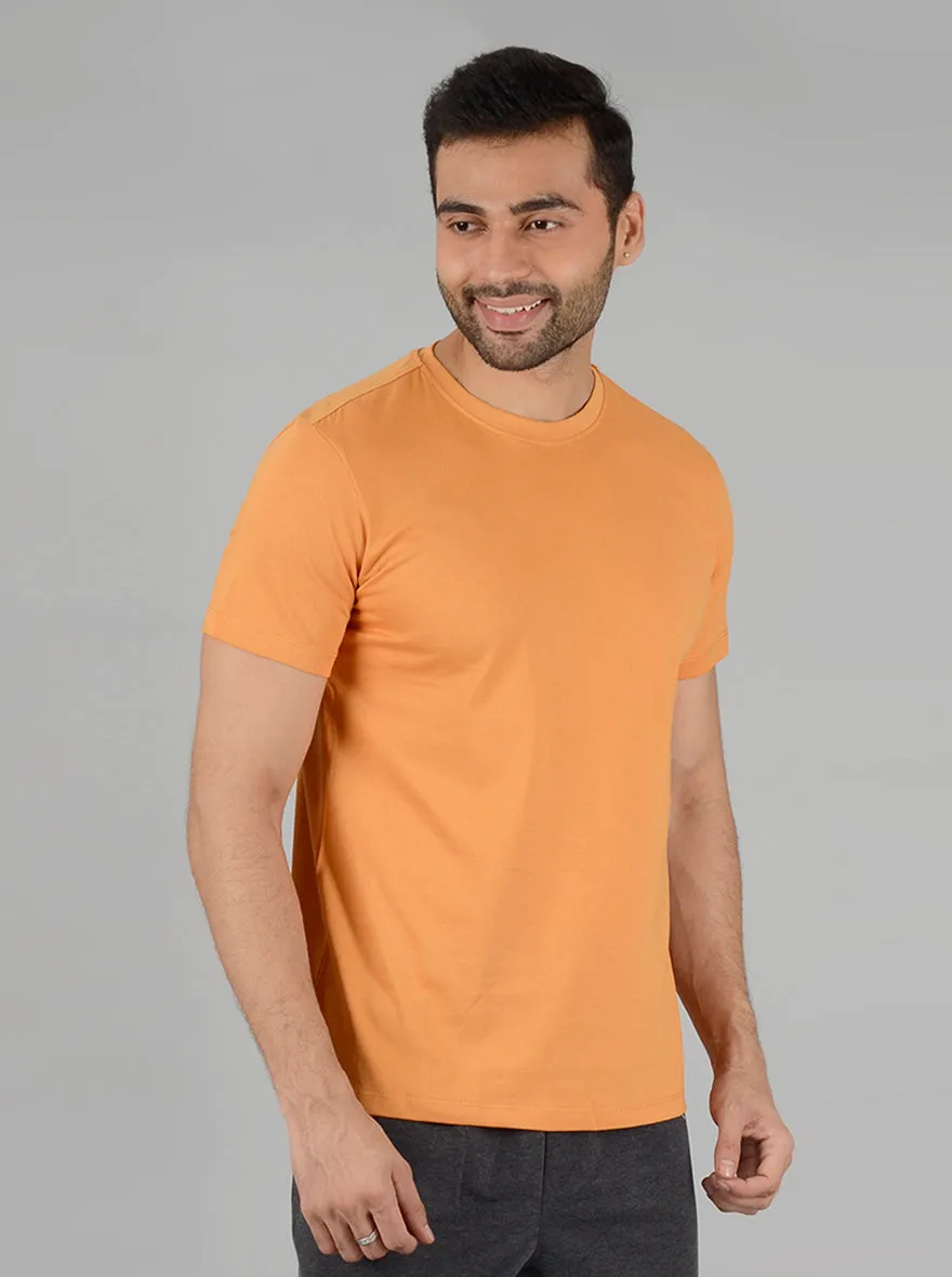 Mustard Yellow Solid Slim Fit T-Shirt | JadeBlue