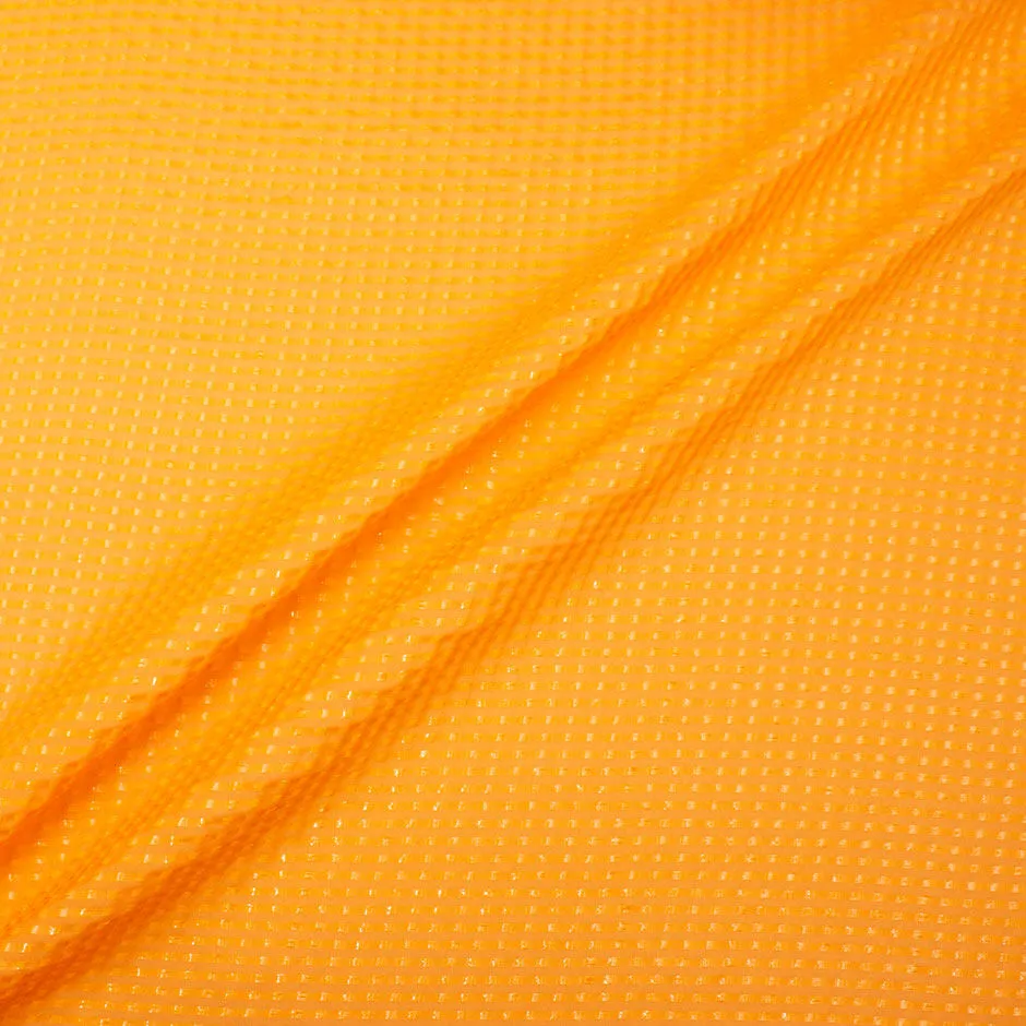 Neon Orange Metallic Striped Jacquard Silk Georgette