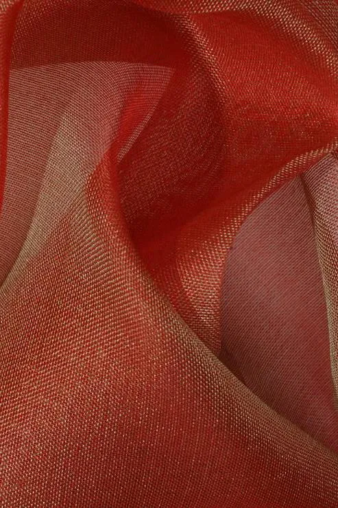 Orange Rust Silk Organza Fabric