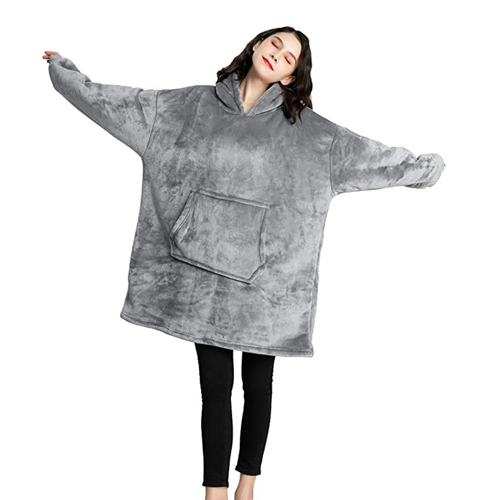 Oversized Hoodie Blanket with Fleece Warm Hoodies Sweats