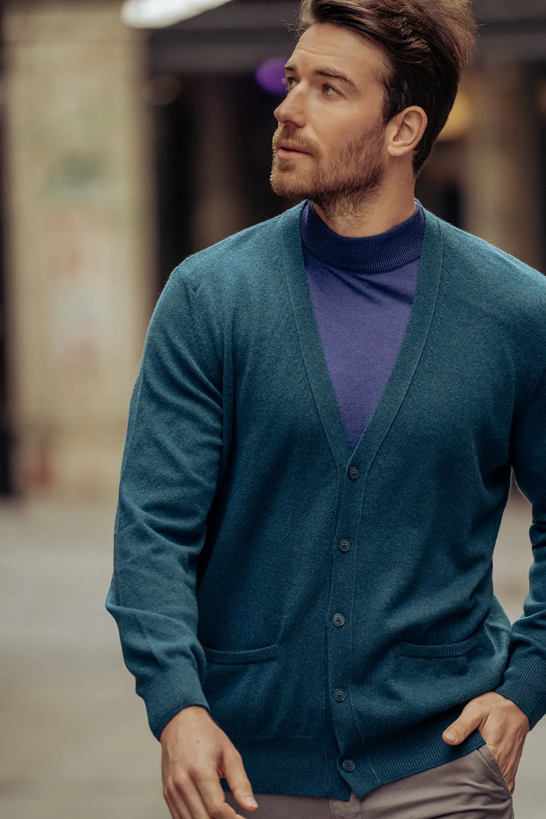 Peacock Pure Cashmere Arma Men's Cardigan