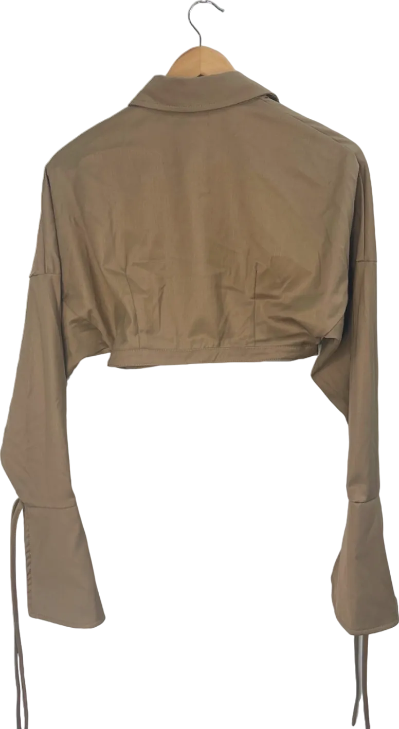 PLT Label Light Brown Cropped Shirt UK 8