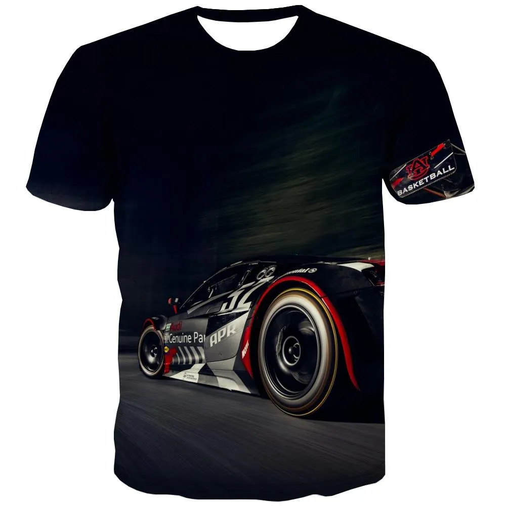 Racing Car T shirts Men Metal T-shirts 3d City T-shirts Graphic Gray T shirts Funny Retro Tshirts Casual