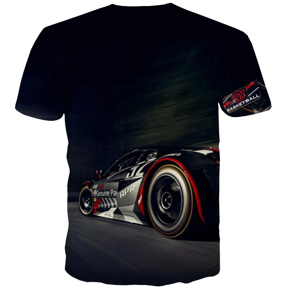 Racing Car T shirts Men Metal T-shirts 3d City T-shirts Graphic Gray T shirts Funny Retro Tshirts Casual