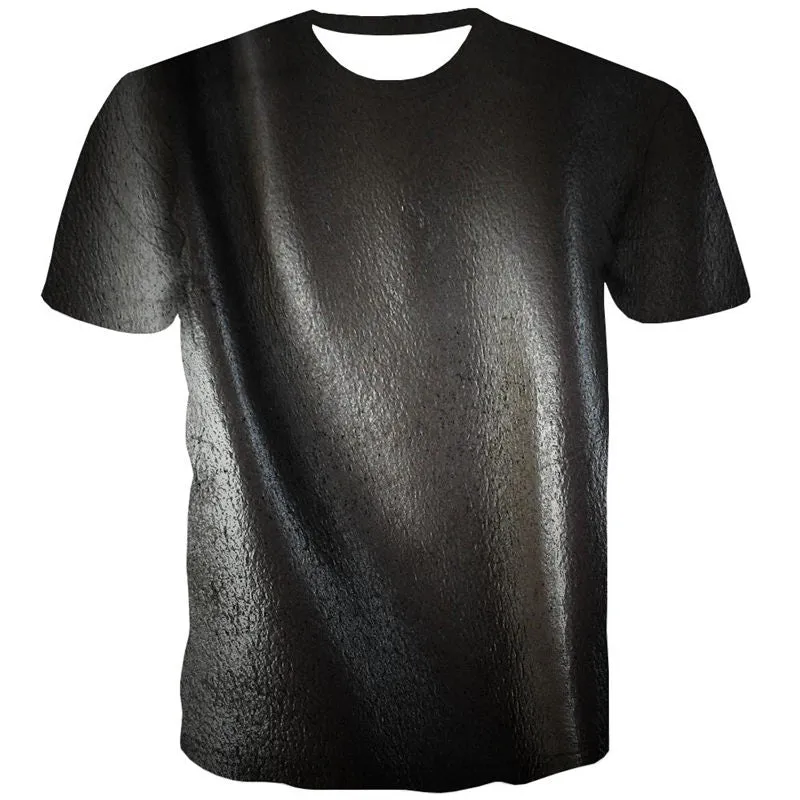 Reflective black leather texture tshirt special texture Casual shirt 3D art costume different Casual men