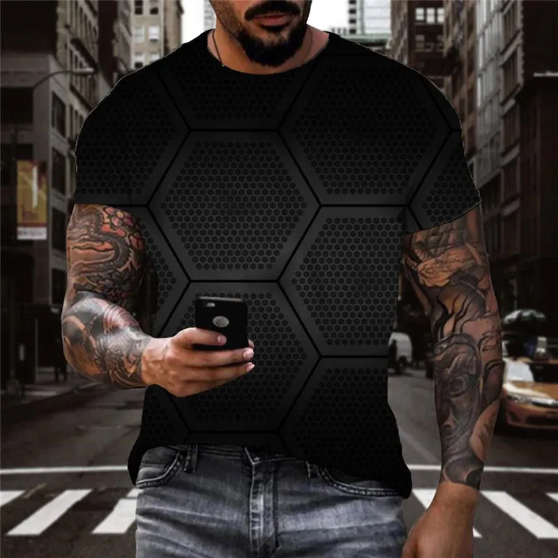 Regular hexagonal texture shirt special texture Casual shirt 3D Casual different art costume man