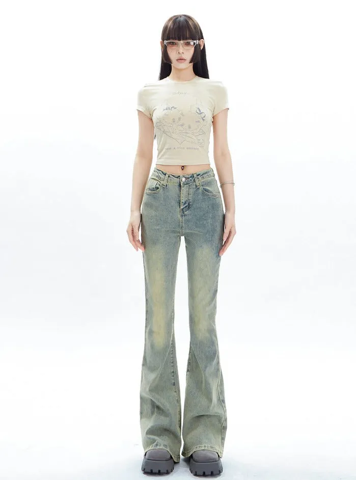 Retro Flared High-Rise Light Wash Jeans