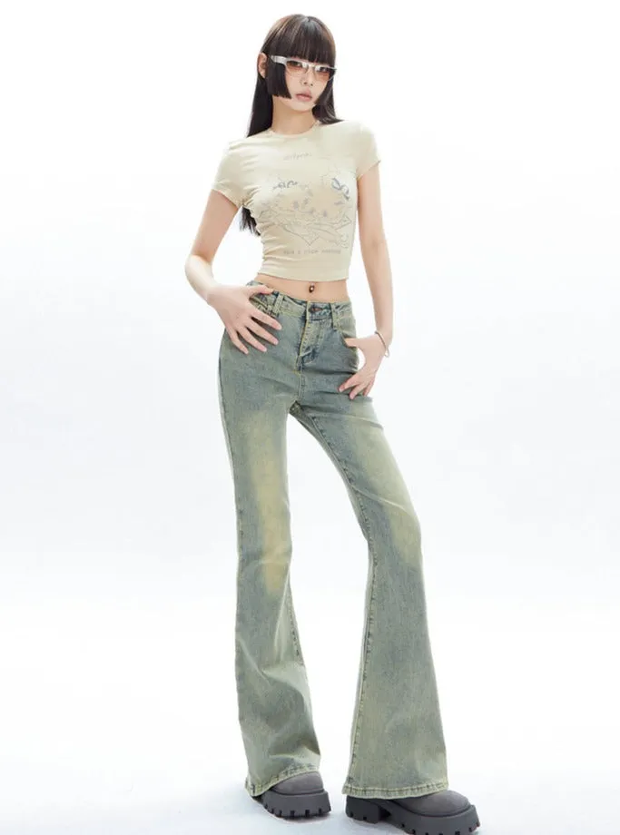 Retro Flared High-Rise Light Wash Jeans