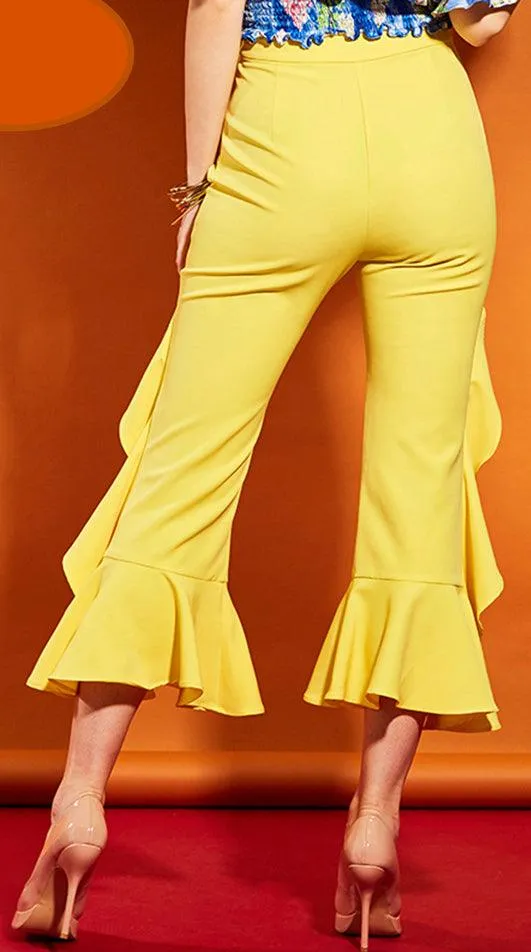 RILEY’S HIGH-RUFFLE ANKLE PANTS